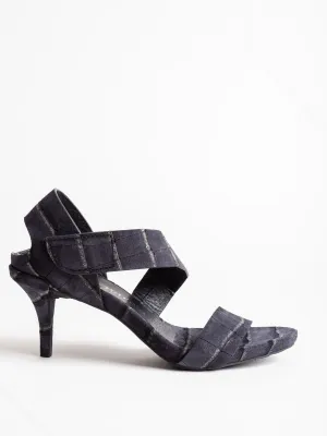 west heel - black castoro croc