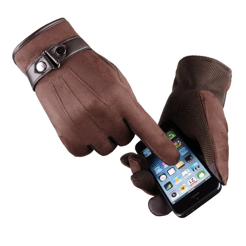 Winter and autumn touch screen gloves men plus velvet warm thick driving cycling cycling casual cotton gloves