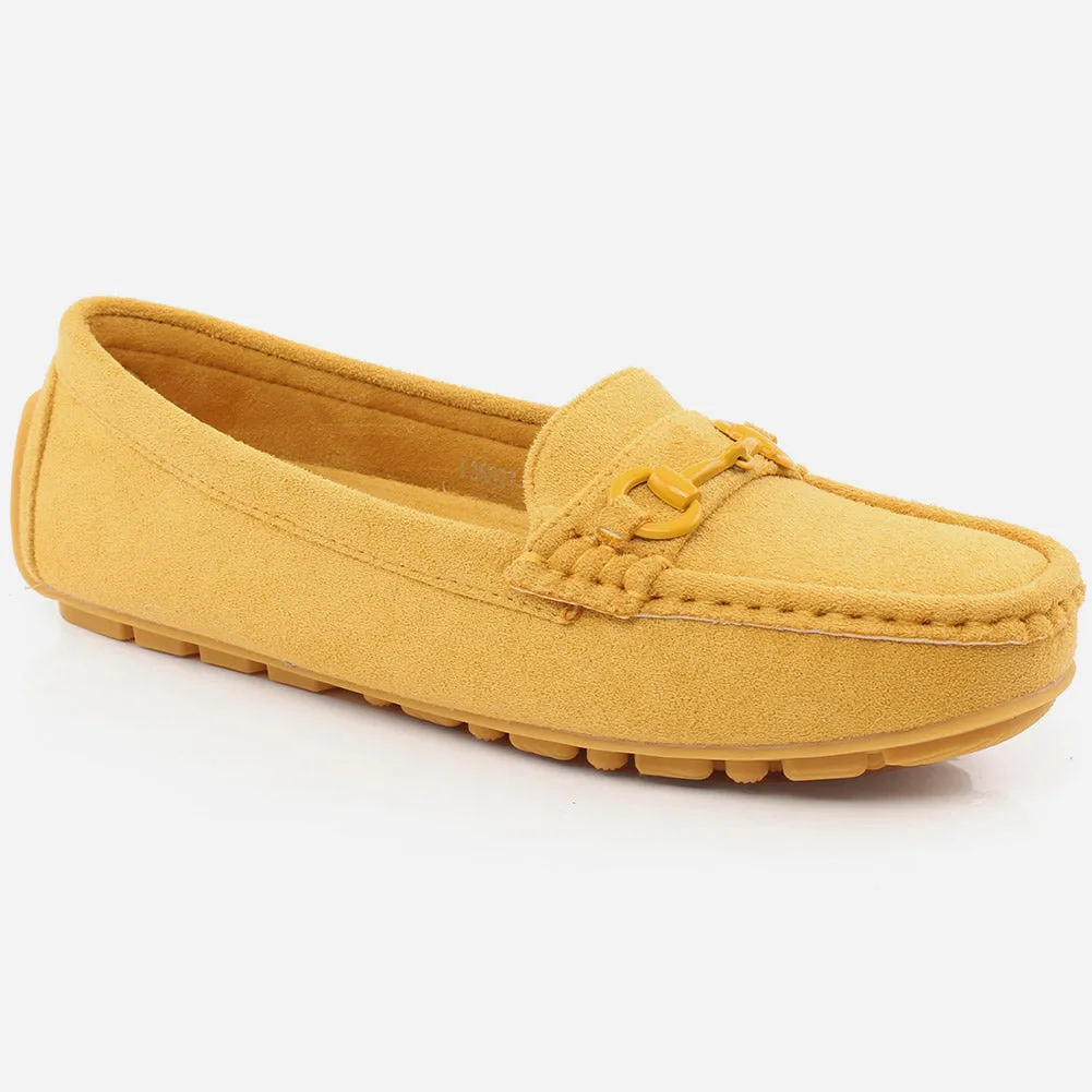 Women "Beaten" Suede Round Toe Flat Moccasins