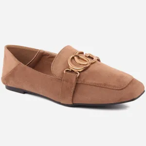 Women "Brie" Gold badge moccasins