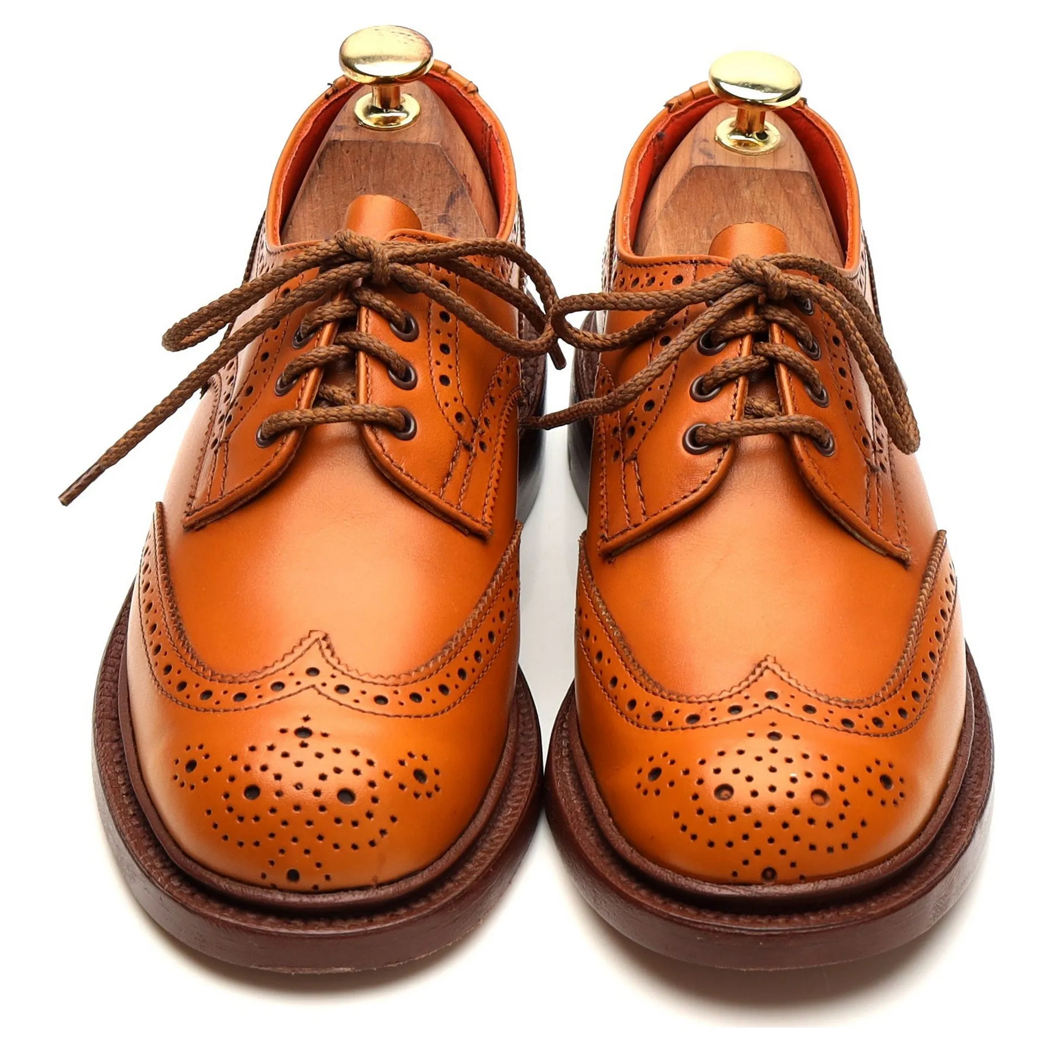 Women's 'Anne' Tan Brown Leather Derby Brogues UK 3.5