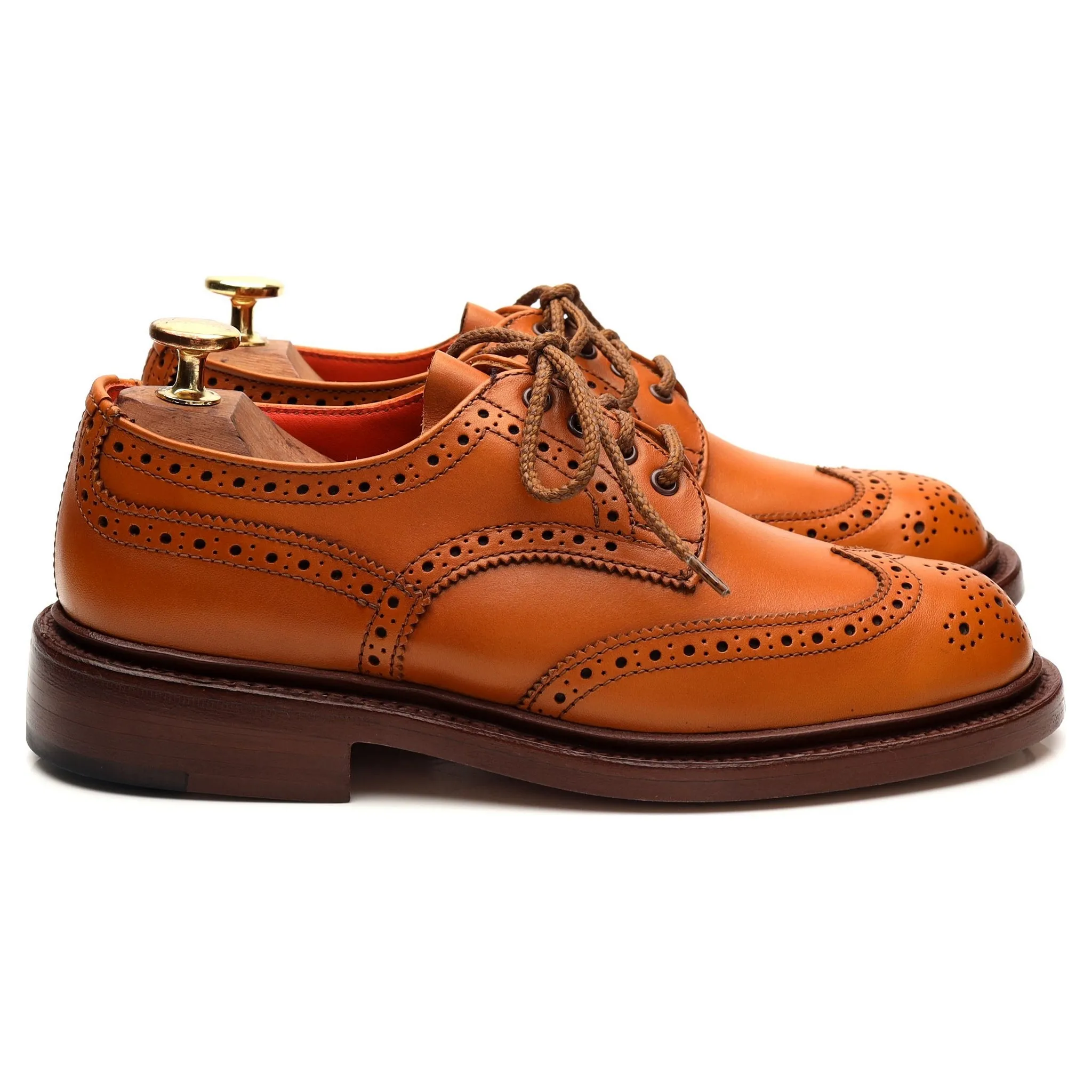 Women's 'Anne' Tan Brown Leather Derby Brogues UK 3.5
