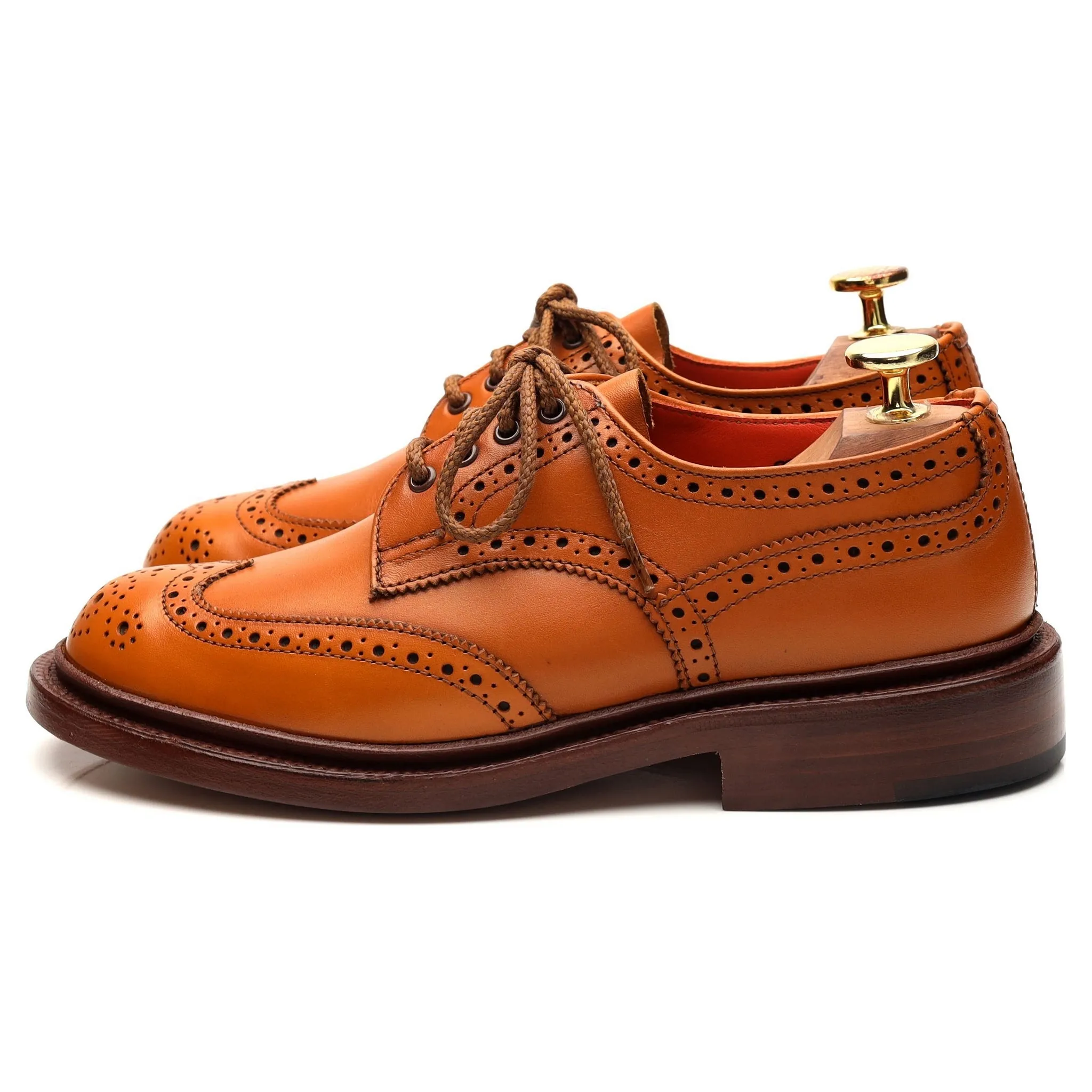 Women's 'Anne' Tan Brown Leather Derby Brogues UK 3.5