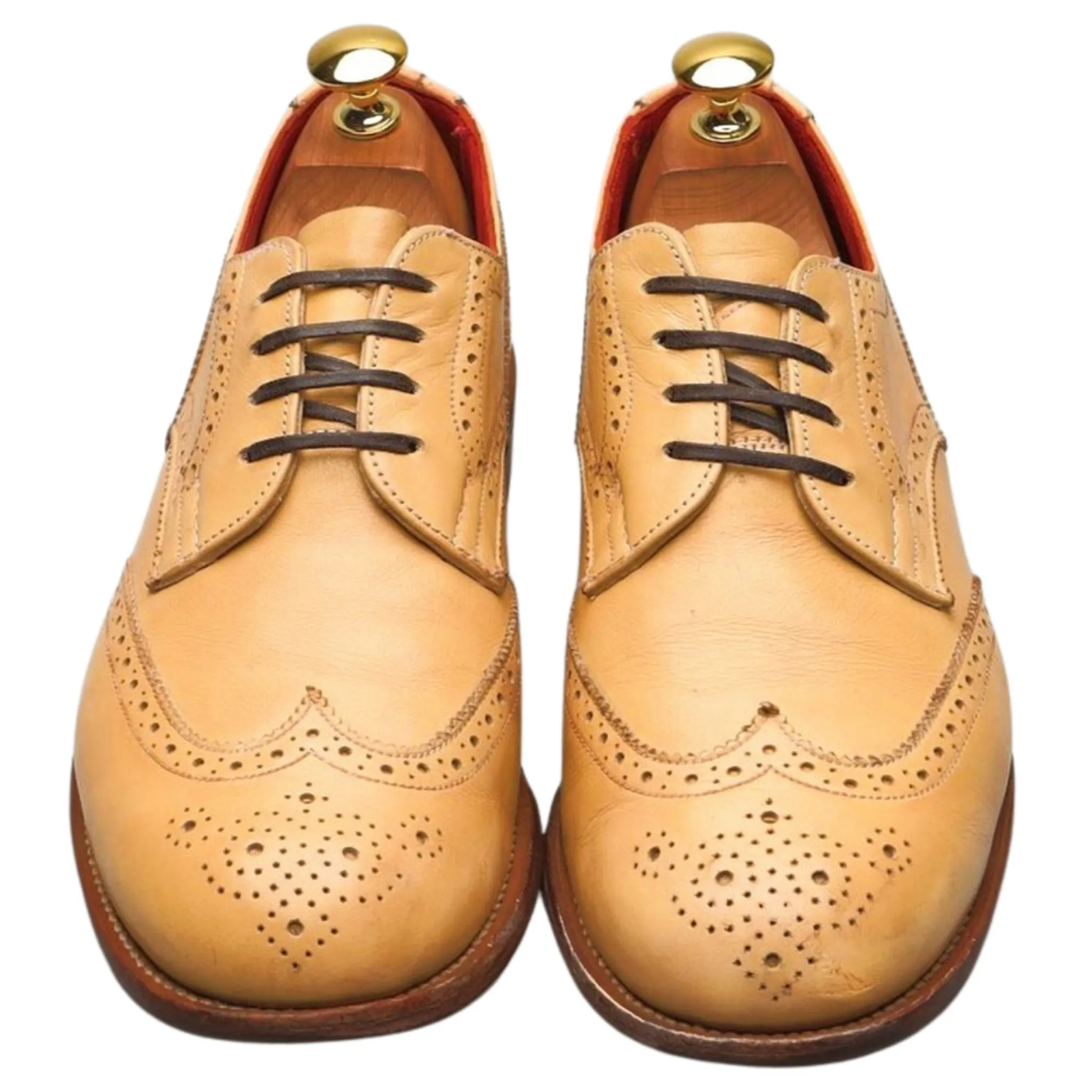 Women's Light Tan Leather Derby Brogue UK 6.5