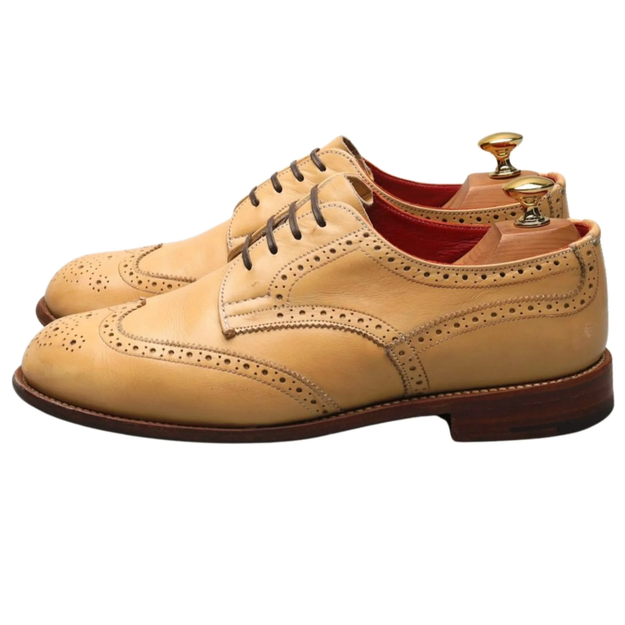 Women's Light Tan Leather Derby Brogue UK 6.5