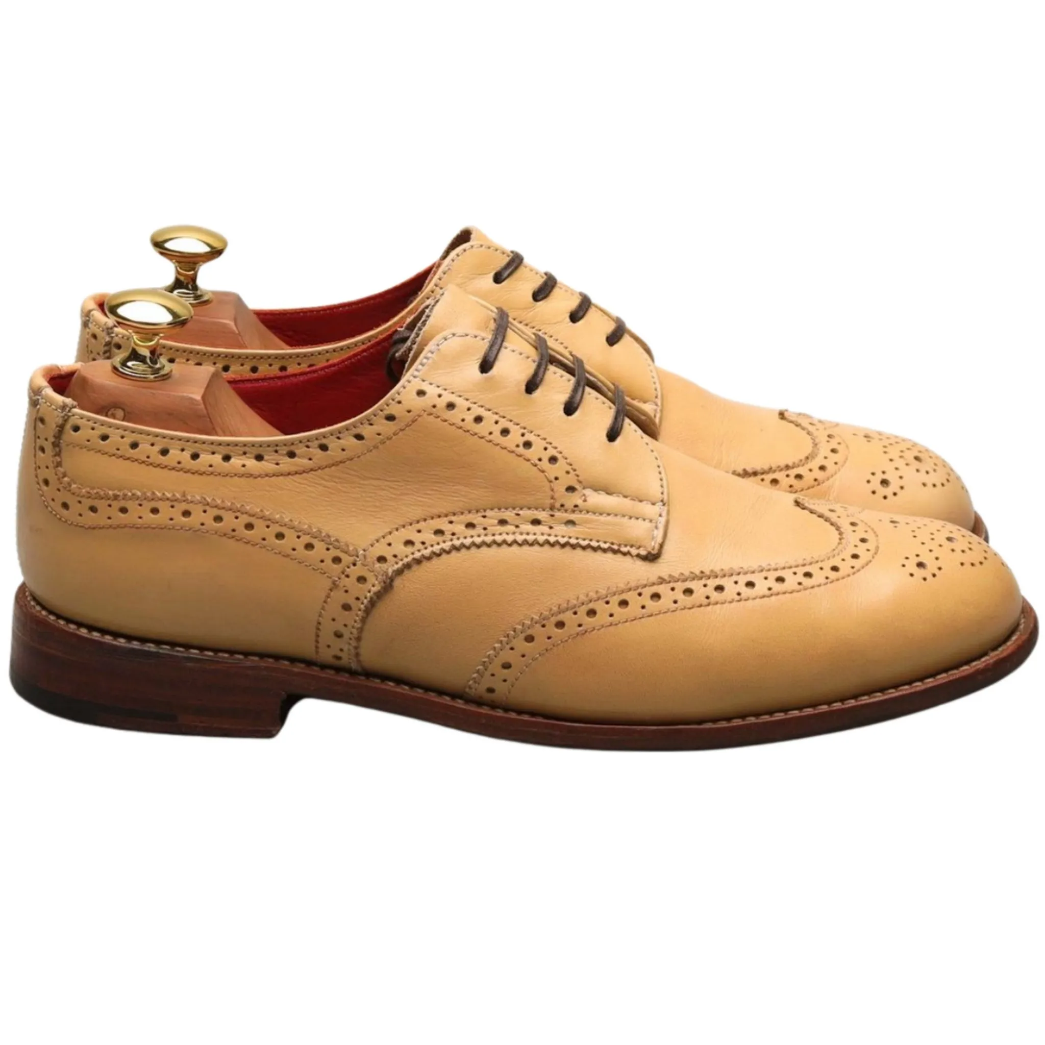 Women's Light Tan Leather Derby Brogue UK 6.5