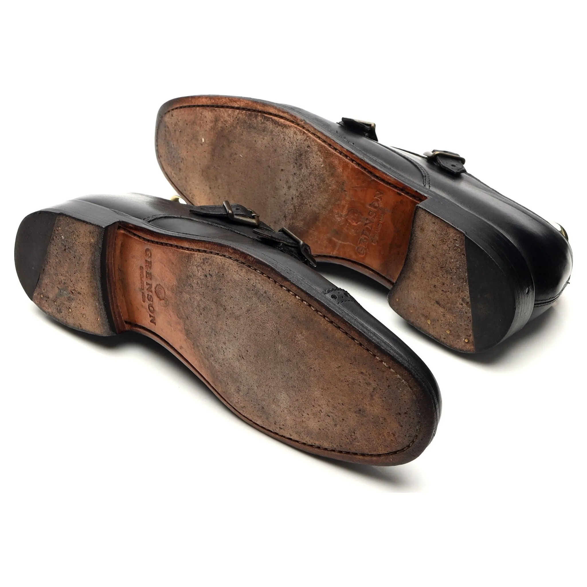 Women's 'Mabel' Black Leather Double Monk Strap UK 6