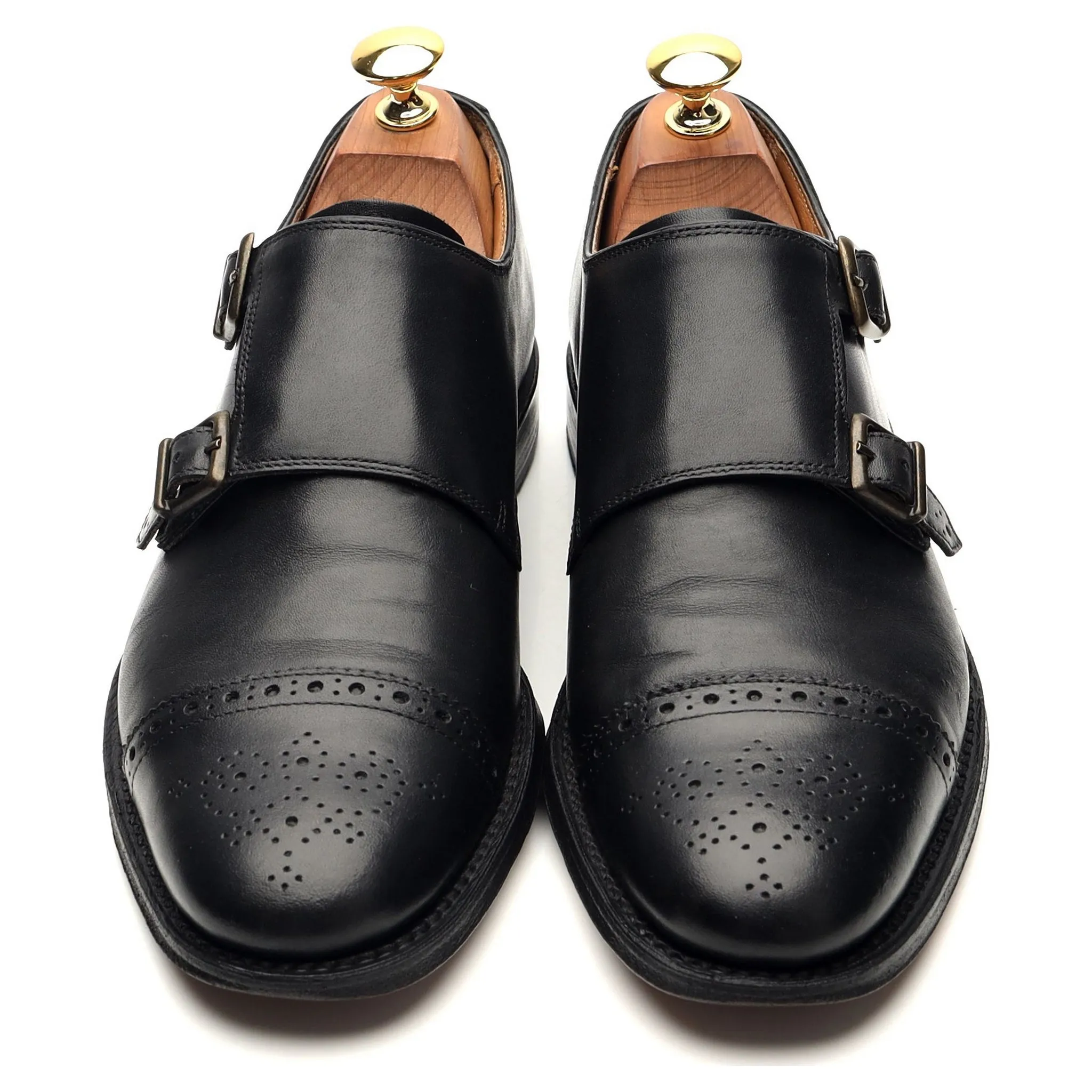 Women's 'Mabel' Black Leather Double Monk Strap UK 6
