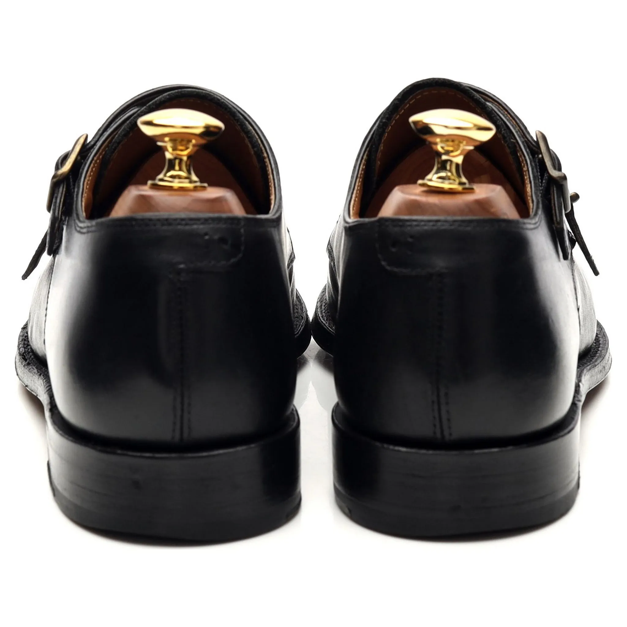 Women's 'Mabel' Black Leather Double Monk Strap UK 6