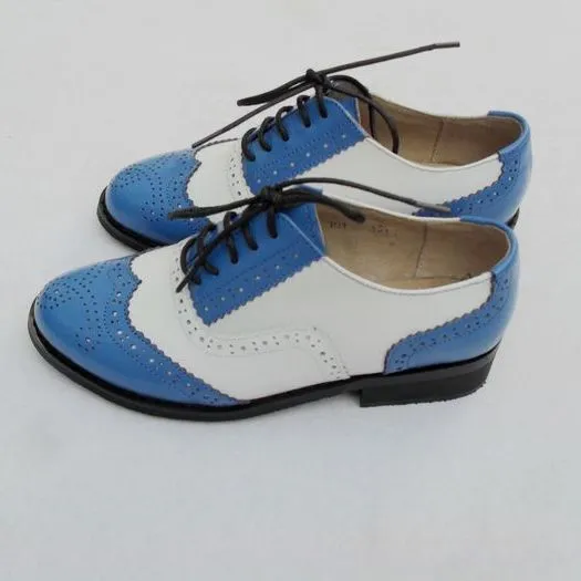 Women's Sky Blue &amp; White Oxford Brogues