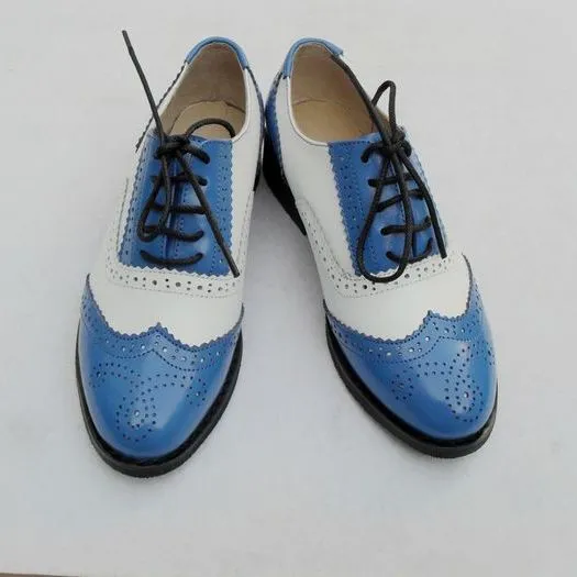 Women's Sky Blue &amp; White Oxford Brogues
