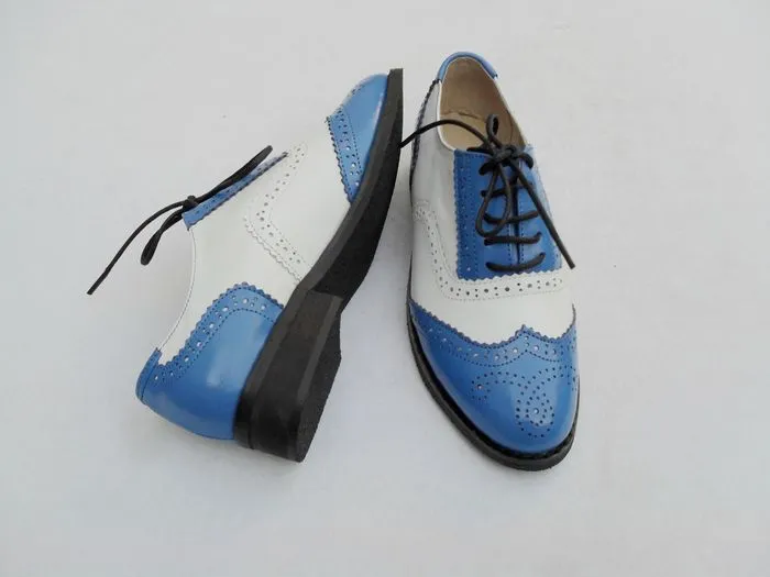 Women's Sky Blue &amp; White Oxford Brogues
