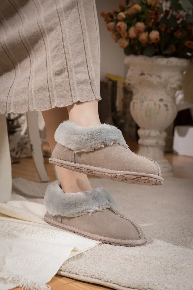 Wool Lined Suede Tasman Slipper Loafer - Grey