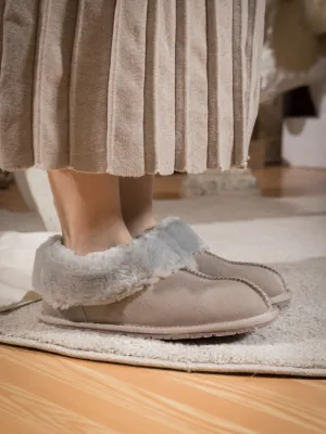 Wool Lined Suede Tasman Slipper Loafer - Grey