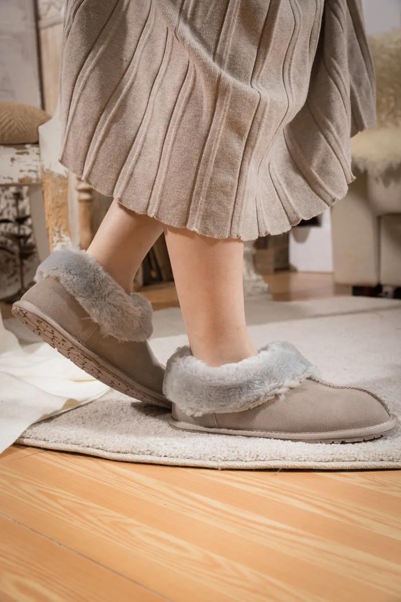 Wool Lined Suede Tasman Slipper Loafer - Grey