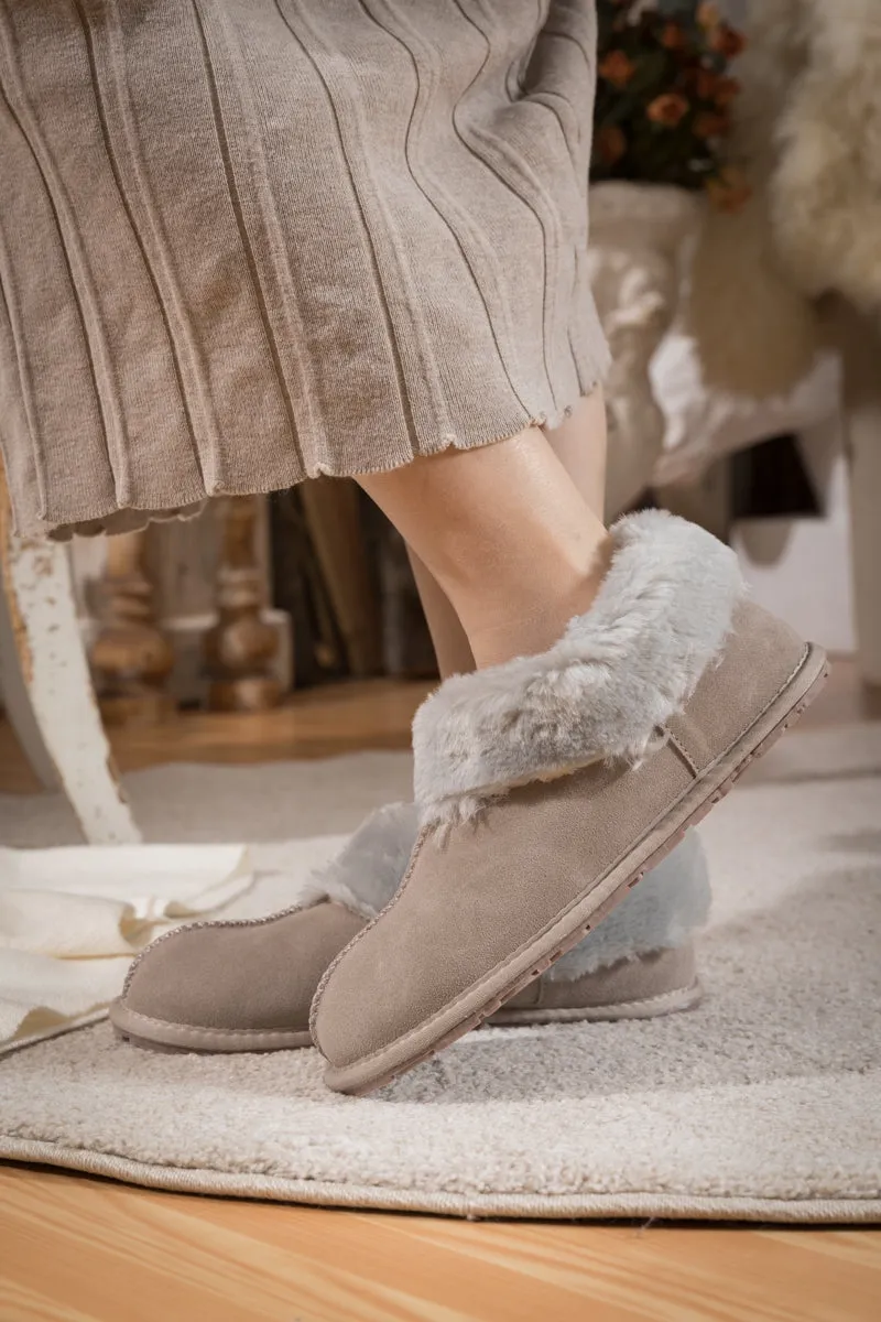 Wool Lined Suede Tasman Slipper Loafer - Grey