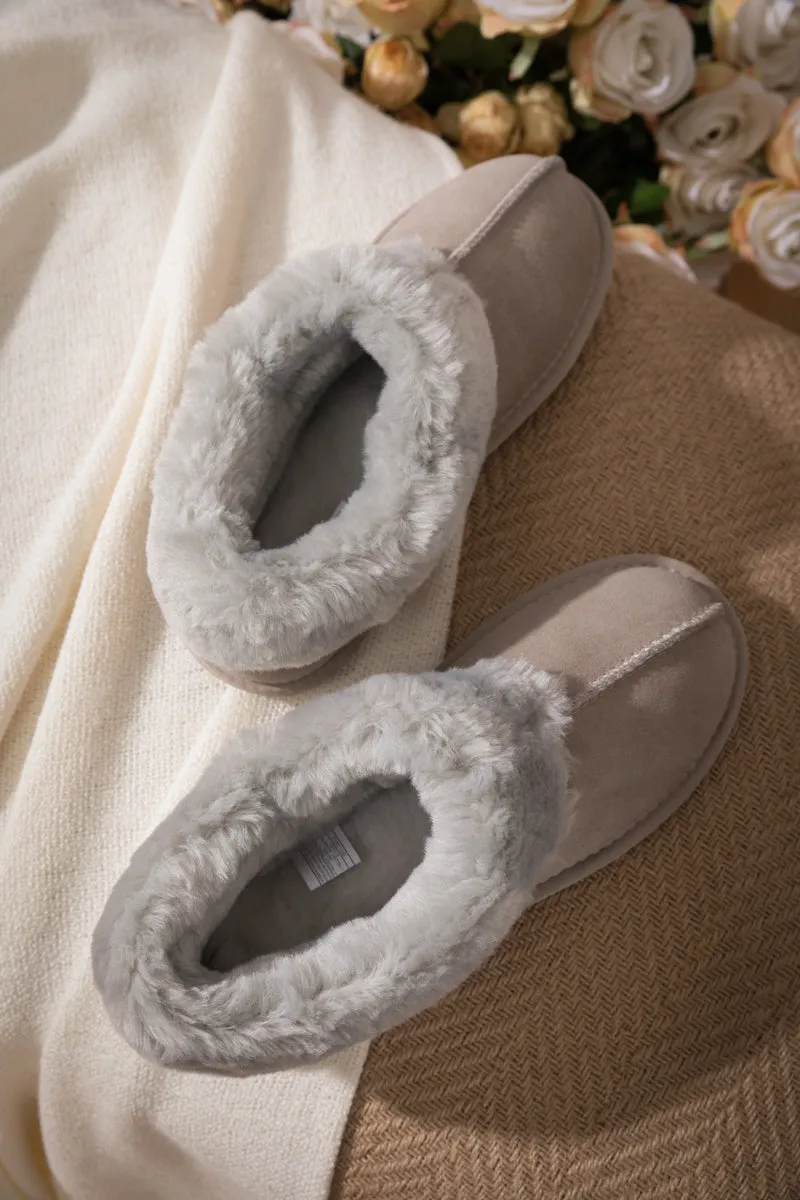 Wool Lined Suede Tasman Slipper Loafer - Grey