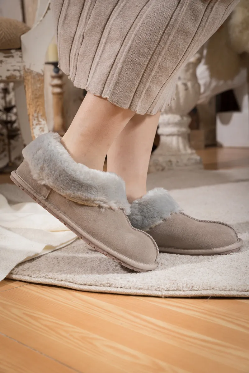 Wool Lined Suede Tasman Slipper Loafer - Grey
