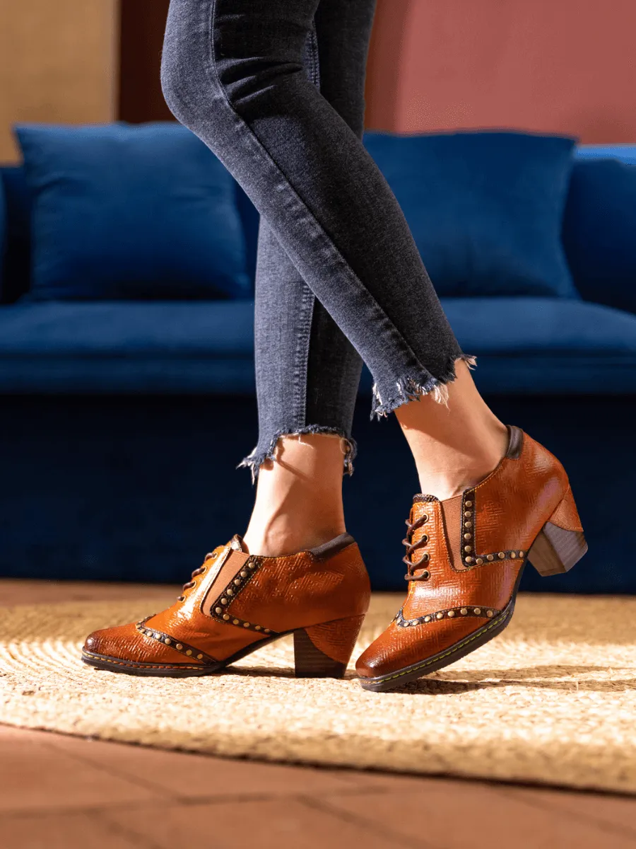 Zoie Maze Embossed Studded Leather Oxford
