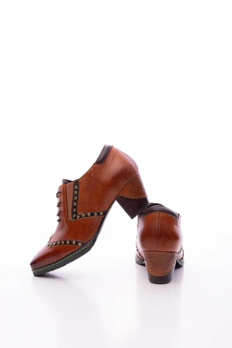 Zoie Maze Embossed Studded Leather Oxford
