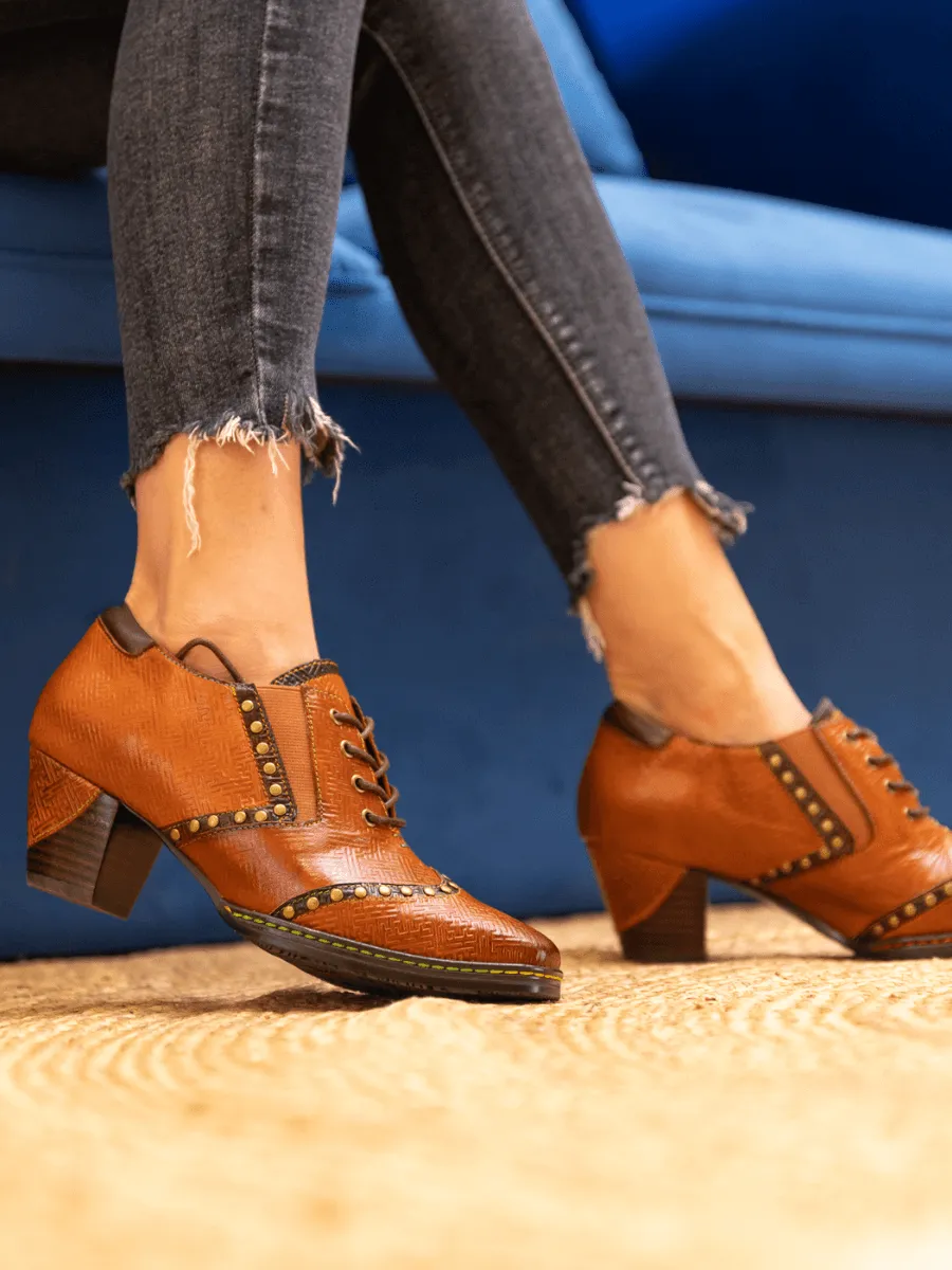 Zoie Maze Embossed Studded Leather Oxford