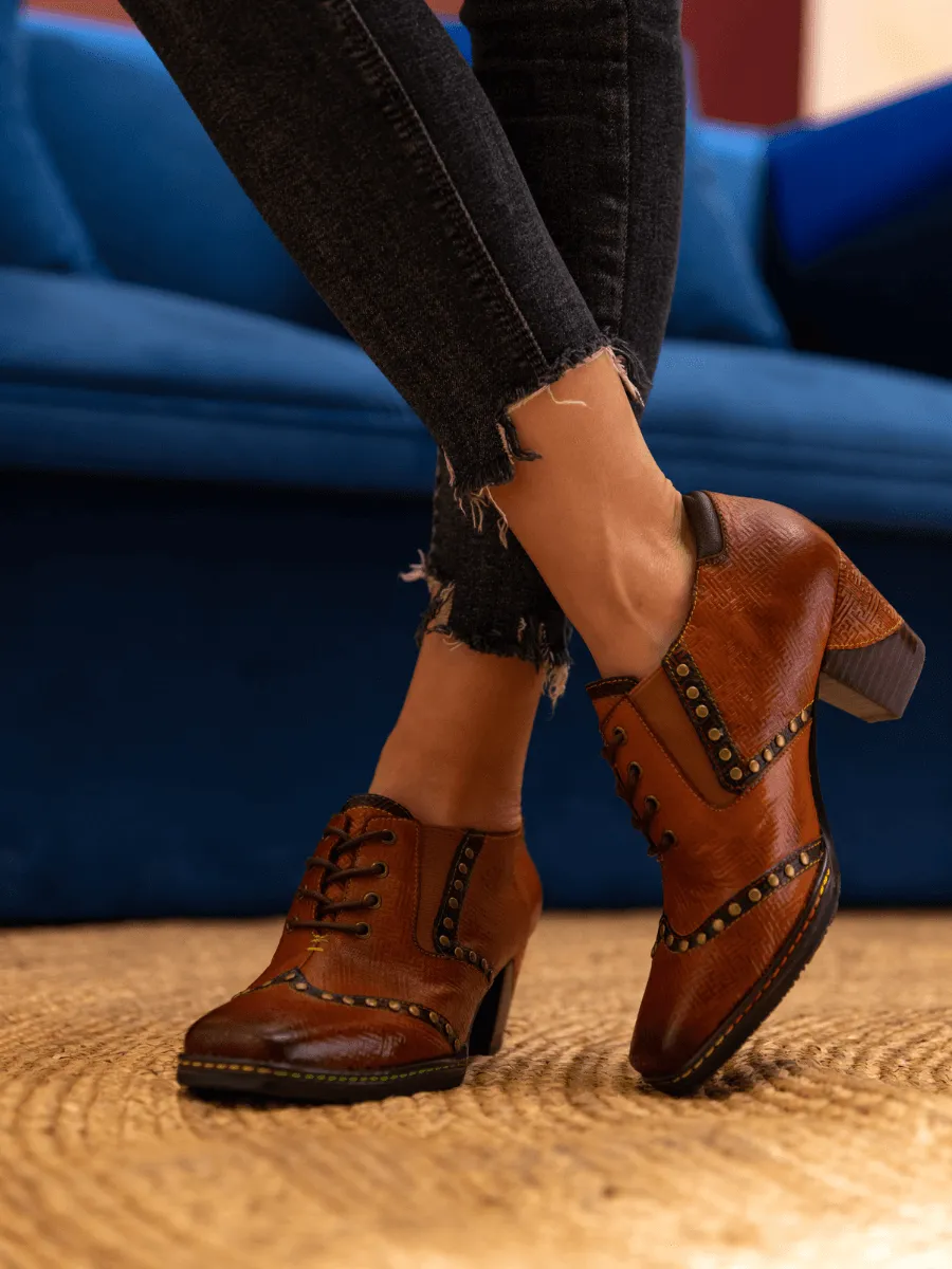 Zoie Maze Embossed Studded Leather Oxford