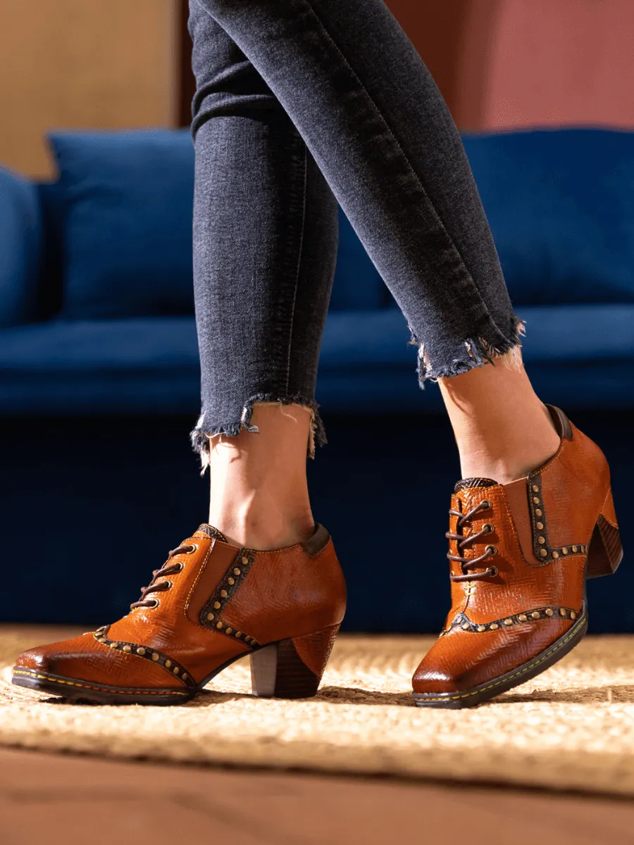 Zoie Maze Embossed Studded Leather Oxford