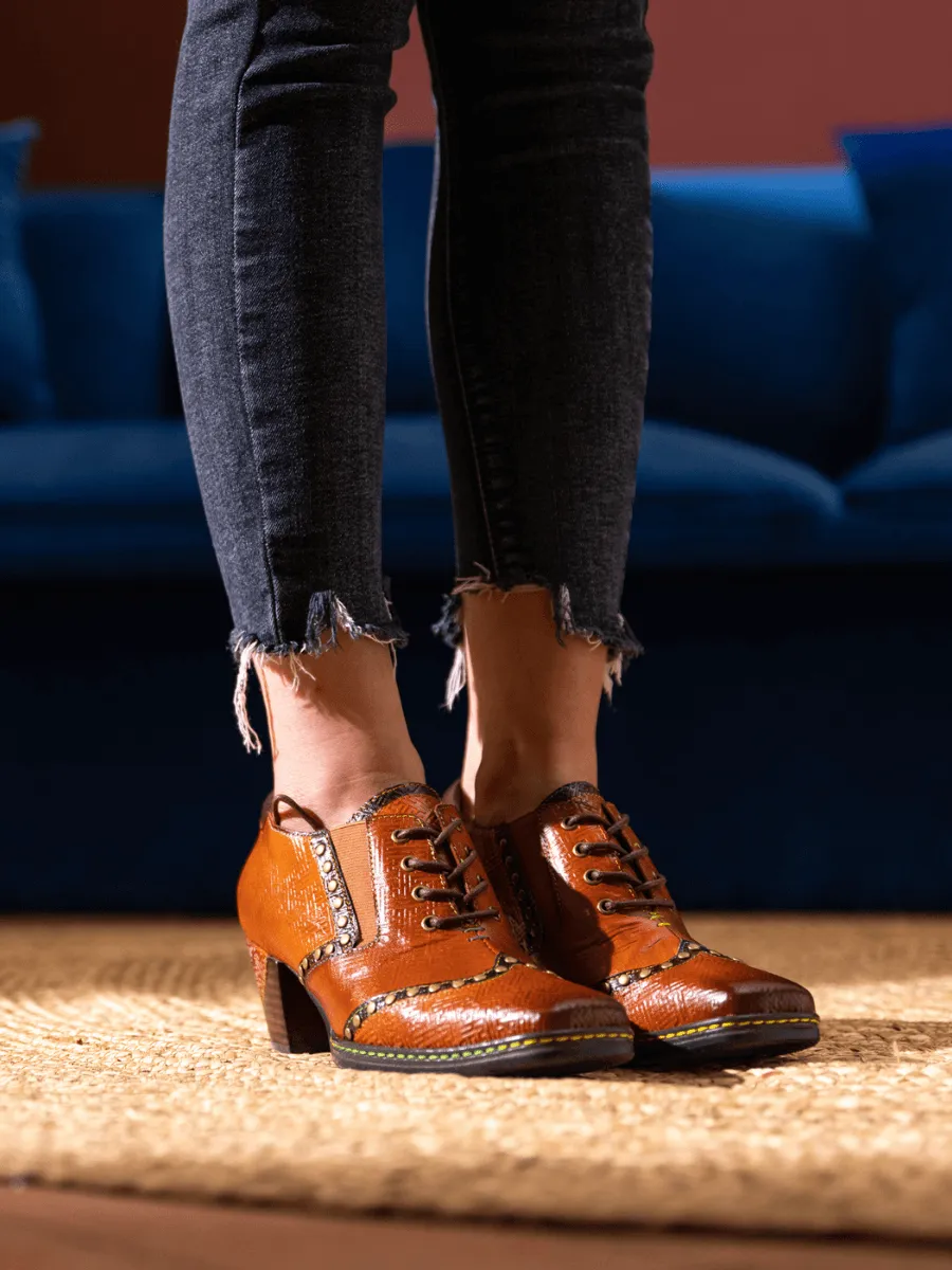 Zoie Maze Embossed Studded Leather Oxford